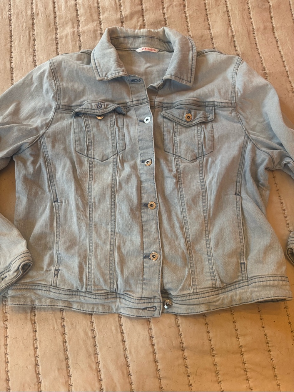 0017 Camaïeu Women’s Light Green Denim Jacket - Picture 2 of 4